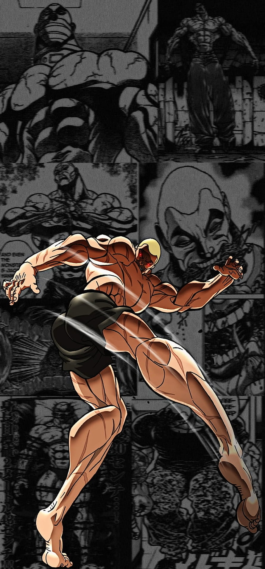 Saitama One Punch Man Full Body Action Pose Over Manga Panels, Jack Hanma, art, supernatural_creature HD phone wallpaper