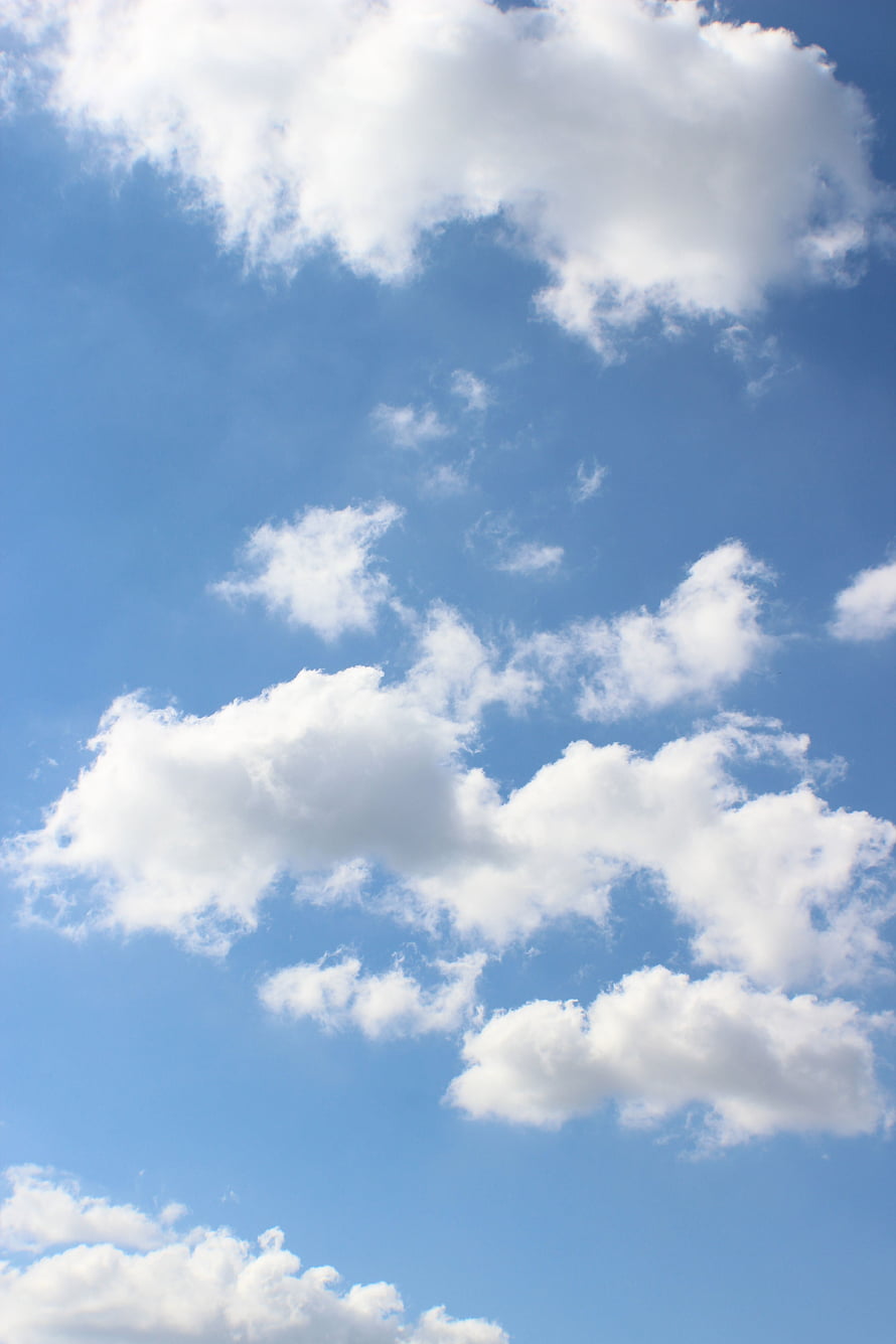Serene Blue Sky With Fluffy White Cumulus Clouds Nature Photography HD phone wallpaper