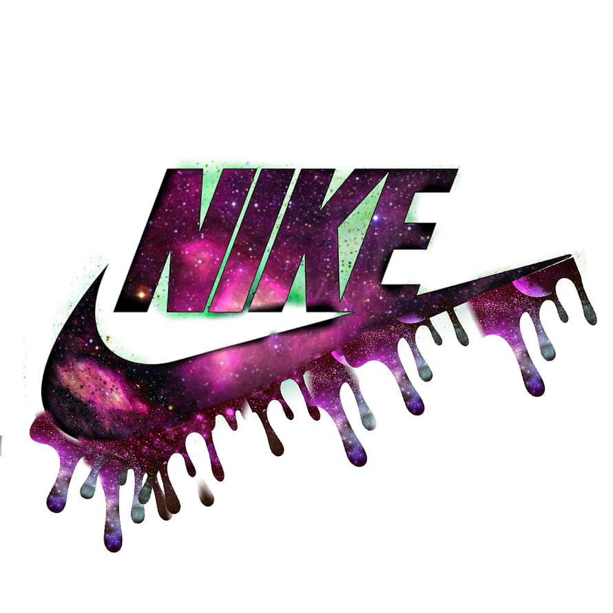 Nike Galaxy Drip Logo with Purple Nebula Texture and Melting Effect on White Background HD phone wallpaper