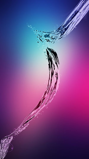 Vibrant Water Splash on Gradient Background with Blue and Pink Hues HD phone wallpaper