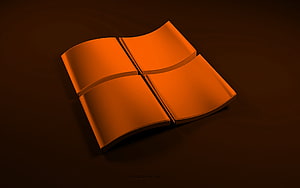 Orange 3D Windows Logo Emblem on Dark Background HD wallpaper
