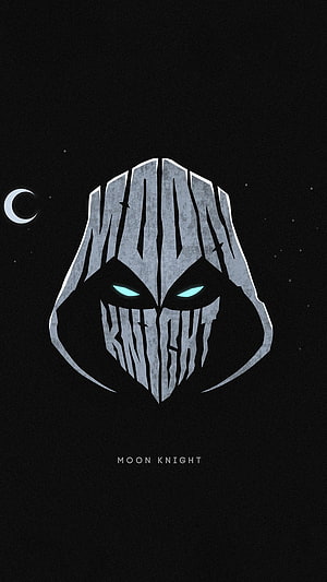 Moon Knight Minimalist Logo Wallpaper with Glowing Eyes and Crescent Moon HD phone wallpaper
