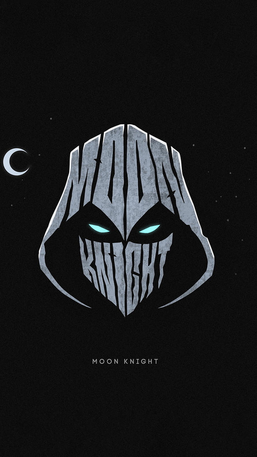 Moon Knight Minimalist Logo Wallpaper with Glowing Eyes and Crescent Moon HD phone wallpaper