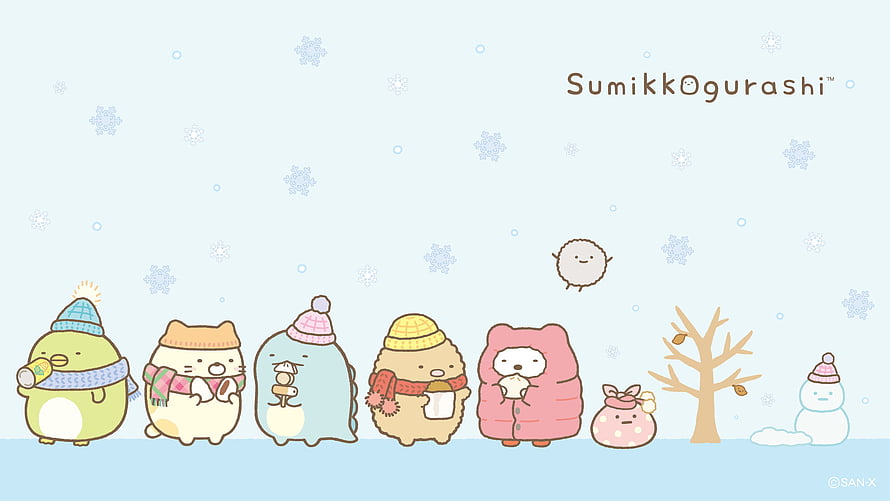 Sumikko Gurashi Winter Scene With Cute Characters In Cozy Winter Outfits HD wallpaper