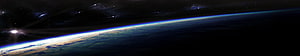 Earth Horizon From Orbit With Starfield And Distant Galaxies In Deep Space HD wallpaper