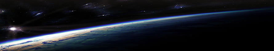 Earth Horizon From Orbit With Starfield And Distant Galaxies In Deep Space HD wallpaper