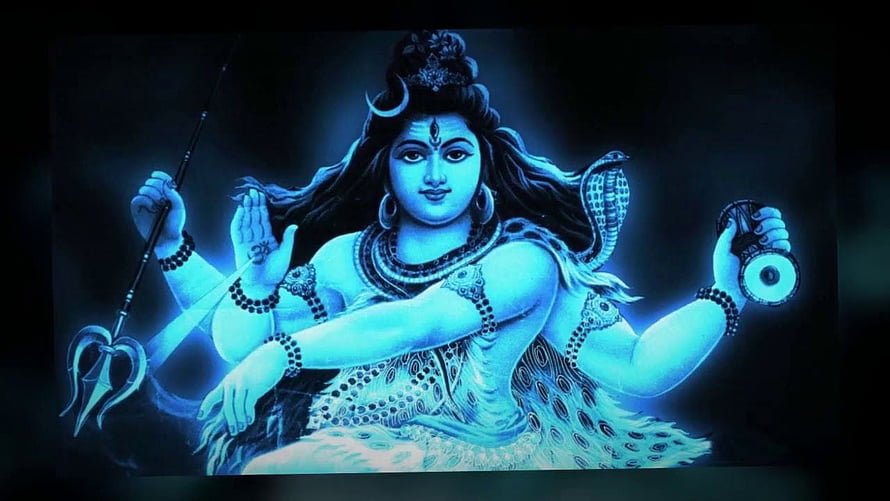 Blue Shiva Wallpaper with Trishul and Damru HD wallpaper