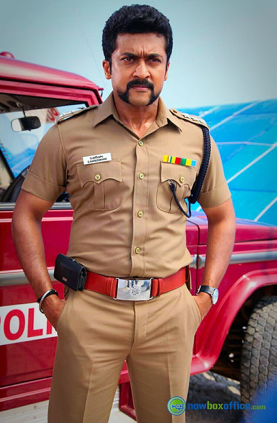 Suriya as IPS Officer S. Narazhman in Singham Police Uniform, Suriya as a virile police officer with a cosmically awesome moustache in the Bollywood movie Singham. Police women, Police uniforms, Famous indian actors, IPS Officer HD phone wallpaper