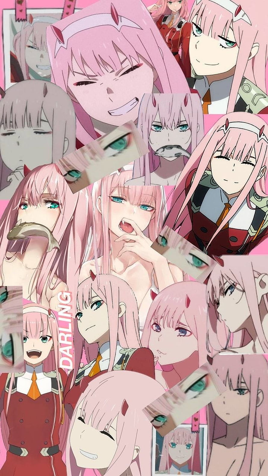 Zero Two Darling in the Franxx Anime Character Collage Wallpaper HD phone wallpaper