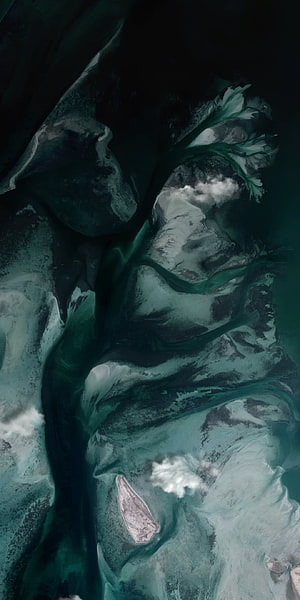 Abstract Dark Teal and White Fluid Art with Swirling Ink Patterns and Marble Texture HD phone wallpaper