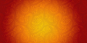 Vibrant Orange Indian Paisley Pattern Background with Floral Motifs and Warm Gradient HD wallpaper