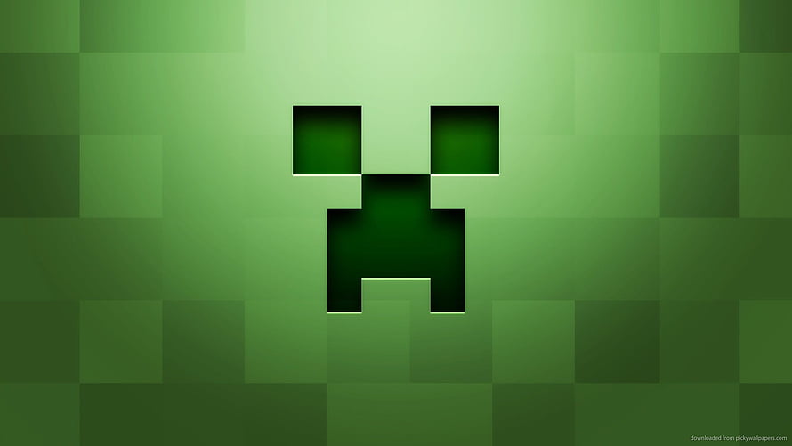 Minecraft Creeper Face Pixel Art Green Background HD wallpaper