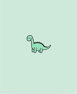Cute Minimalist Green Dinosaur Illustration on Pastel Background HD phone wallpaper