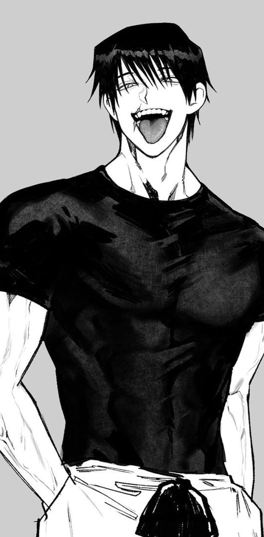 Toji Fushiguro Jujutsu Kaisen Black and White Manga Illustration HD phone wallpaper