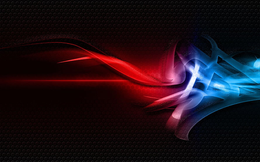 Abstract Red and Blue Light Streaks on Dark Hexagonal Background HD wallpaper
