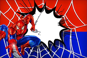 Spider-Man Swinging Through a Comic Book Burst with Web Patterns, spiderman background clipart, Baby Spiderman HD wallpaper