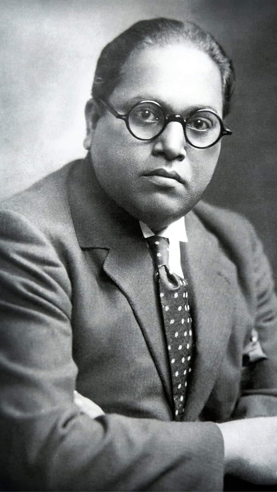 Portrait of B.R. Ambedkar in a Suit and Round Glasses HD phone wallpaper
