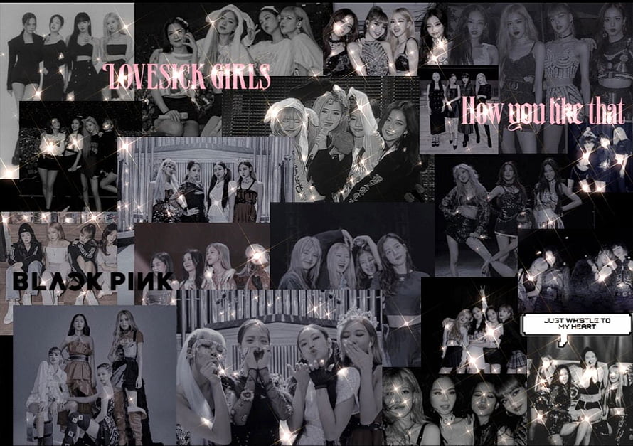 Blackpink Aesthetic Collage Wallpaper with Lovesick Girls and How You Like That Text HD wallpaper