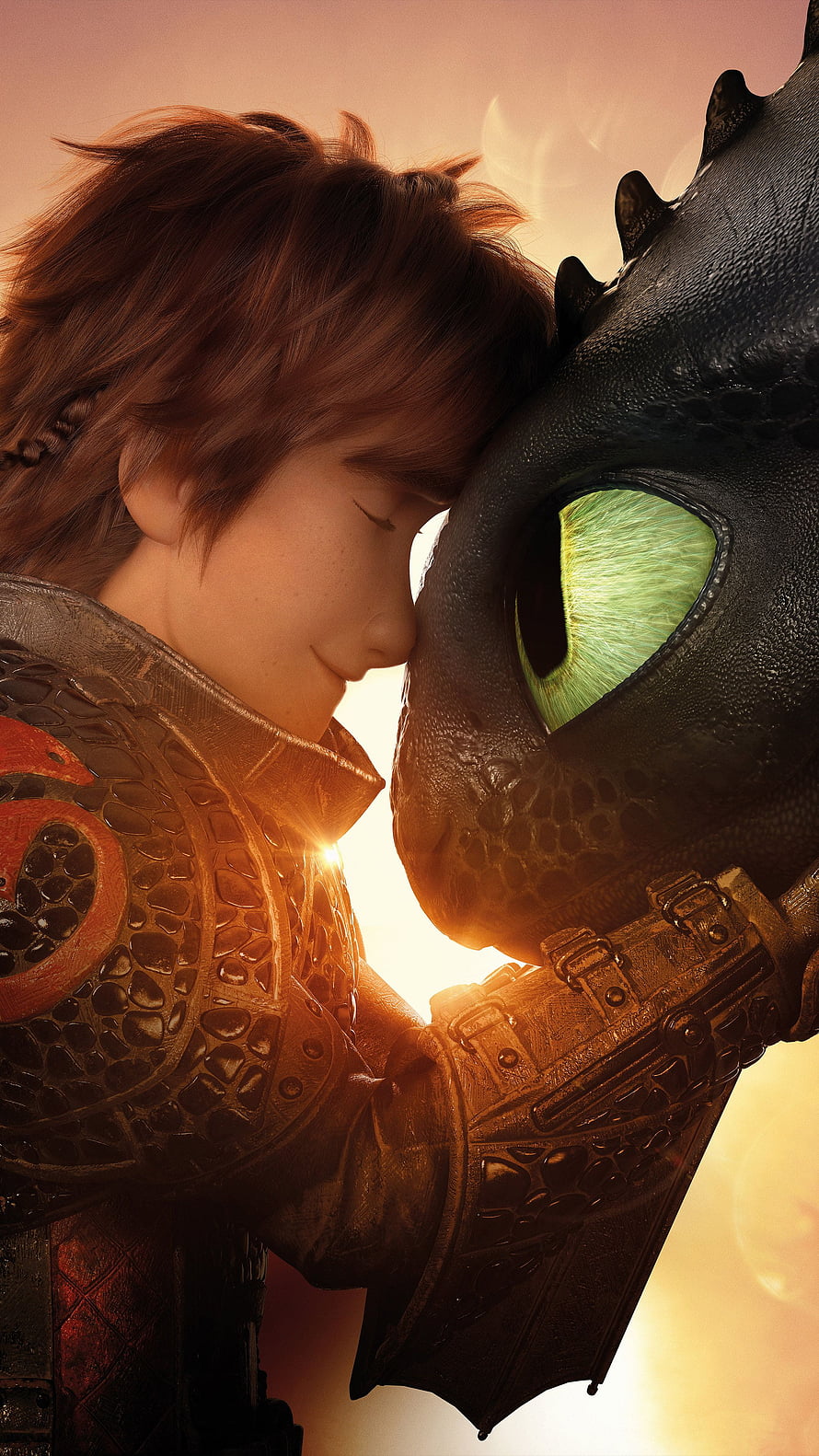 Hiccup and Toothless sharing a tender moment in How to Train Your Dragon HD phone wallpaper