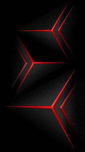 Abstract Black and Red Geometric Pattern with Carbon Fiber Texture HD phone wallpaper