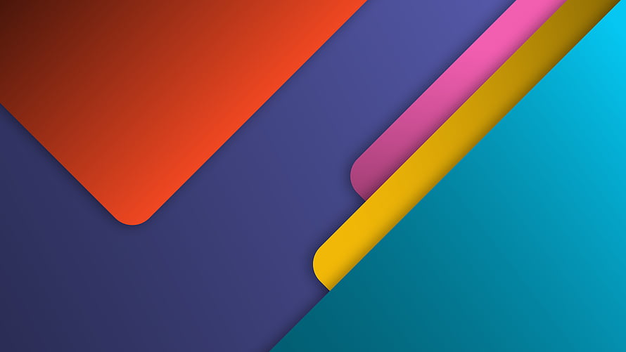 Colorful Abstract Geometric Shapes With Soft Shadows And Vibrant Gradient Background HD wallpaper