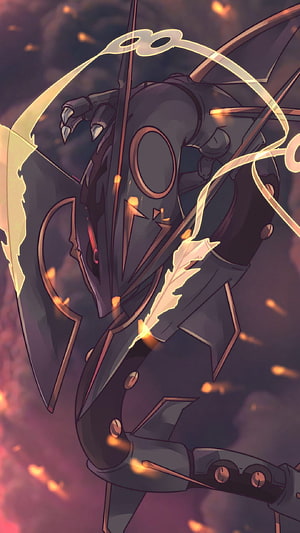 Mega Shiny Rayquaza Dragon Pokemon Artwork with Glowing Energy Ribbons and Sparks HD phone wallpaper