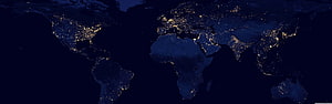 World Map at Night with City Lights from Space HD wallpaper
