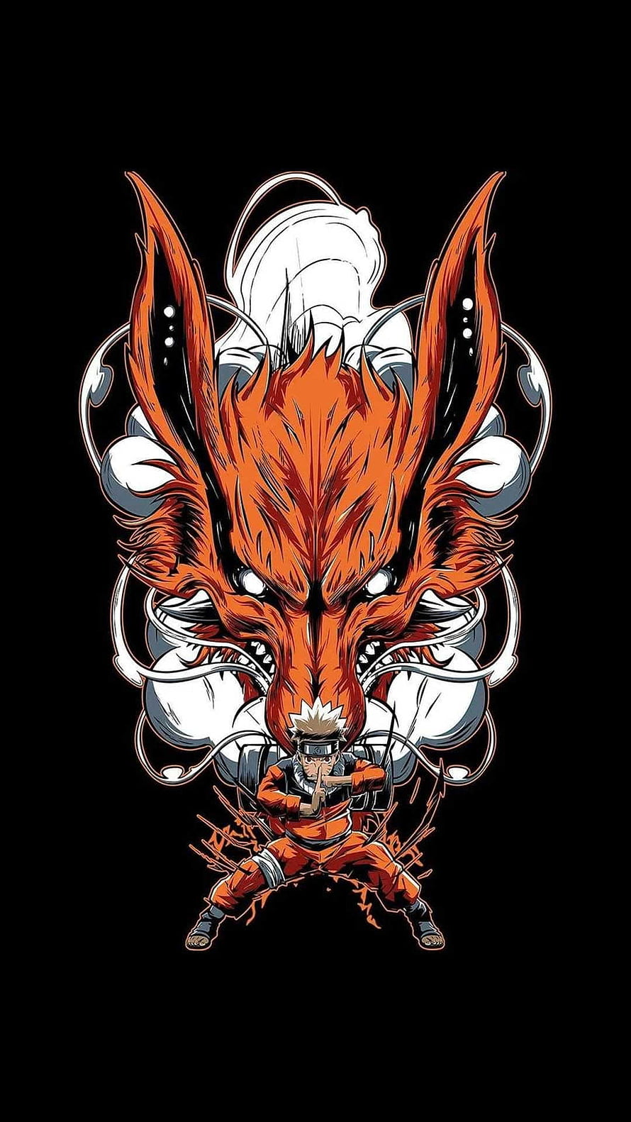 Naruto Uzumaki Performing Hand Signs With Nine-Tails Fox Mask Anime Wallpaper HD phone wallpaper