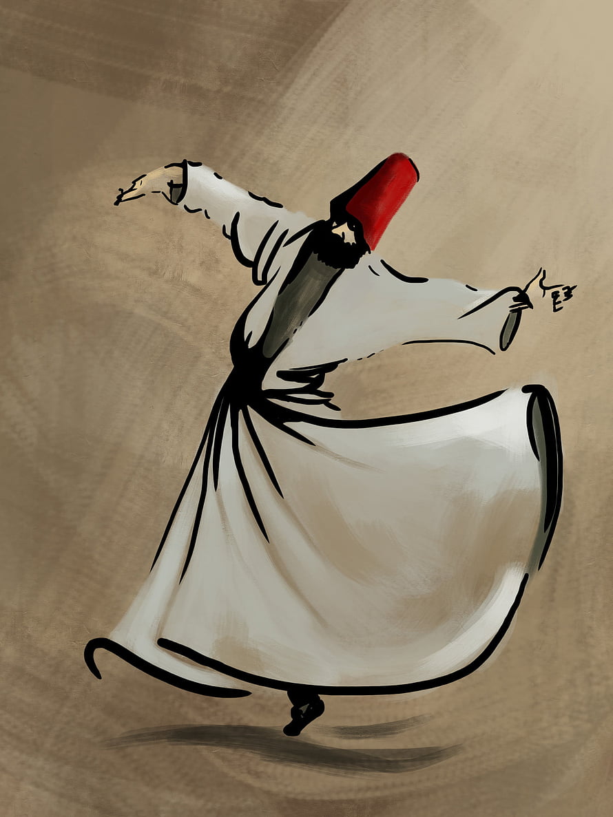 Sufi Whirling Dervish in Traditional White Robe and Red Hat HD phone wallpaper