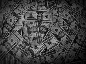 Scattered Twenty Dollar Bills In Black And White HD wallpaper