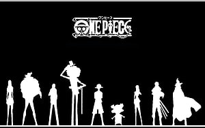 One Piece Character Silhouettes Minimalist Black and White Wallpaper HD wallpaper