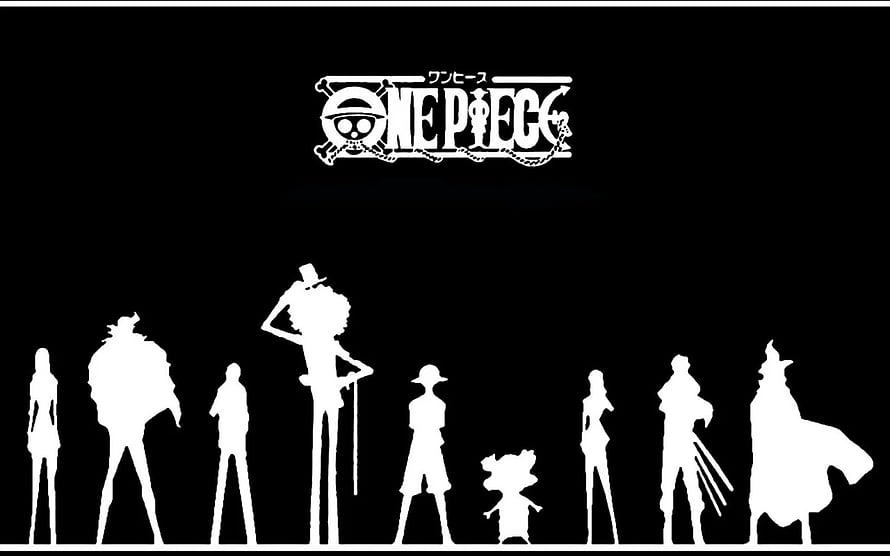 One Piece Character Silhouettes Minimalist Black and White Wallpaper HD wallpaper