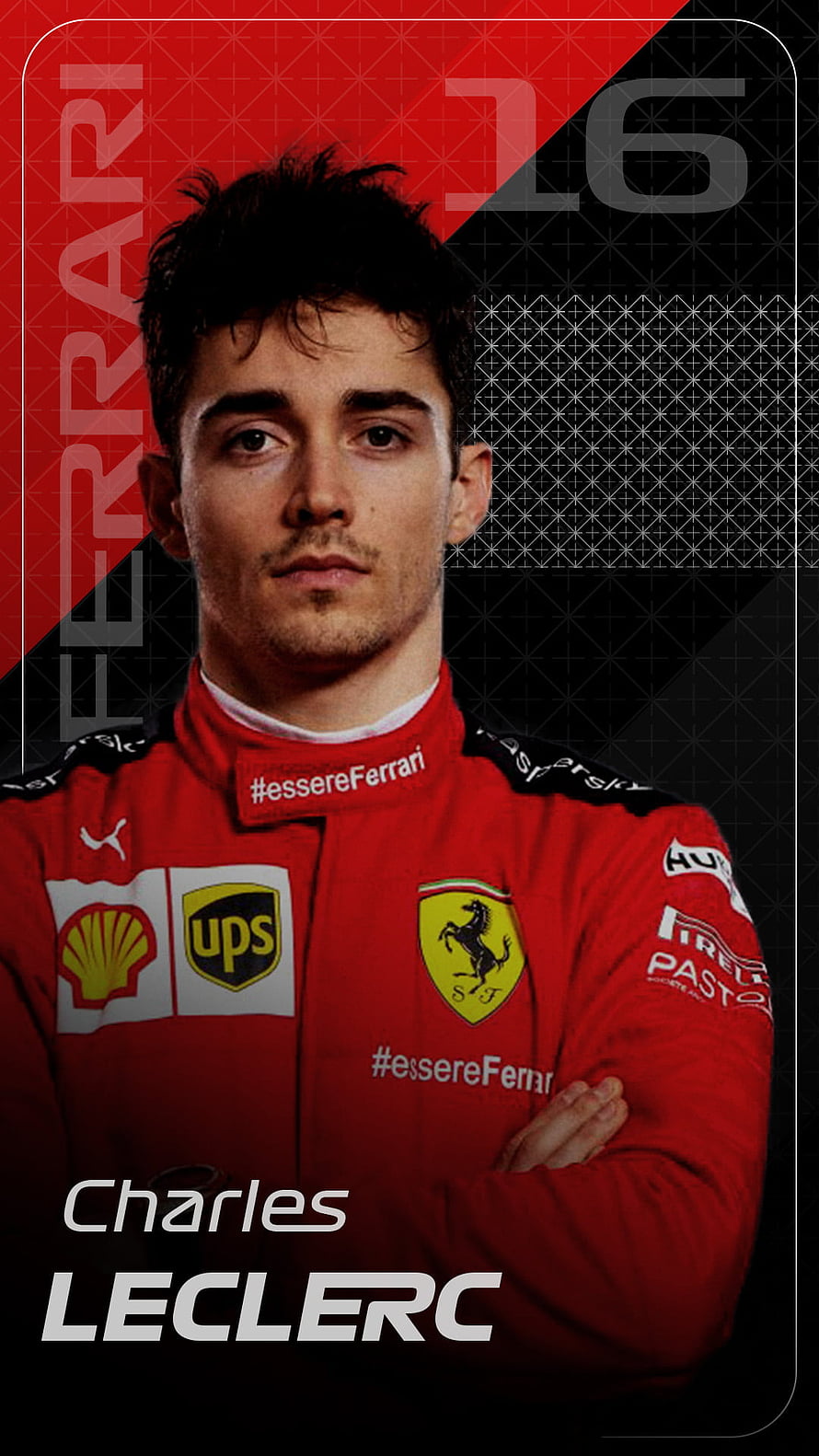 Charles Leclerc in Ferrari Racing Suit with Sponsor Logos and Team Branding HD phone wallpaper