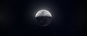 Realistic Crescent Moon in Deep Space with Starry Background HD wallpaper