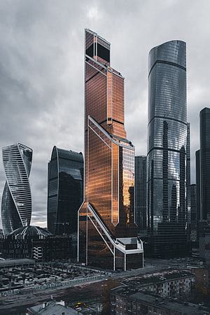 Moscow City Skyscrapers: Federation Tower and Federal Business Center Architecture HD phone wallpaper
