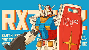 RX-78-2 Gundam Retro Poster Art with Shield and Beam Rifle HD wallpaper