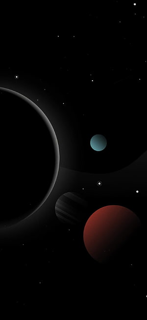 Minimalist Space Wallpaper Featuring Dark Planets and Starry Night Sky HD phone wallpaper