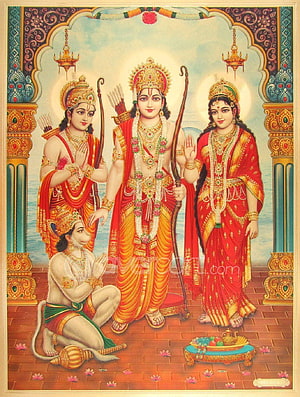 Lord Rama, Sita, Lakshmana, and Hanuman Hindu Deity Artwork, Ram, Ram Darbar HD phone wallpaper