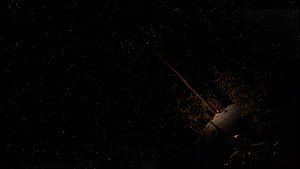 Outer Wilds Title Screen with Starry Night Sky and Silhouetted Trees HD wallpaper