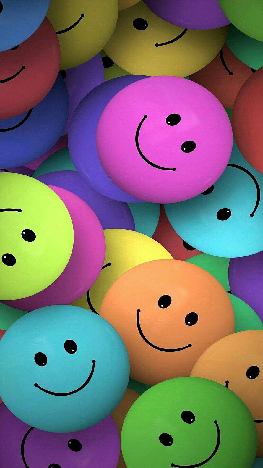 Colorful 3D Smiley Face Balloons Background HD phone wallpaper