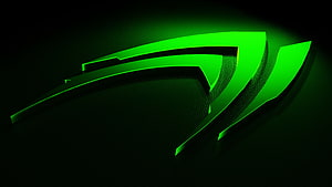NVIDIA GeForce Green Glowing Logo on Dark Carbon Fiber Background HD wallpaper