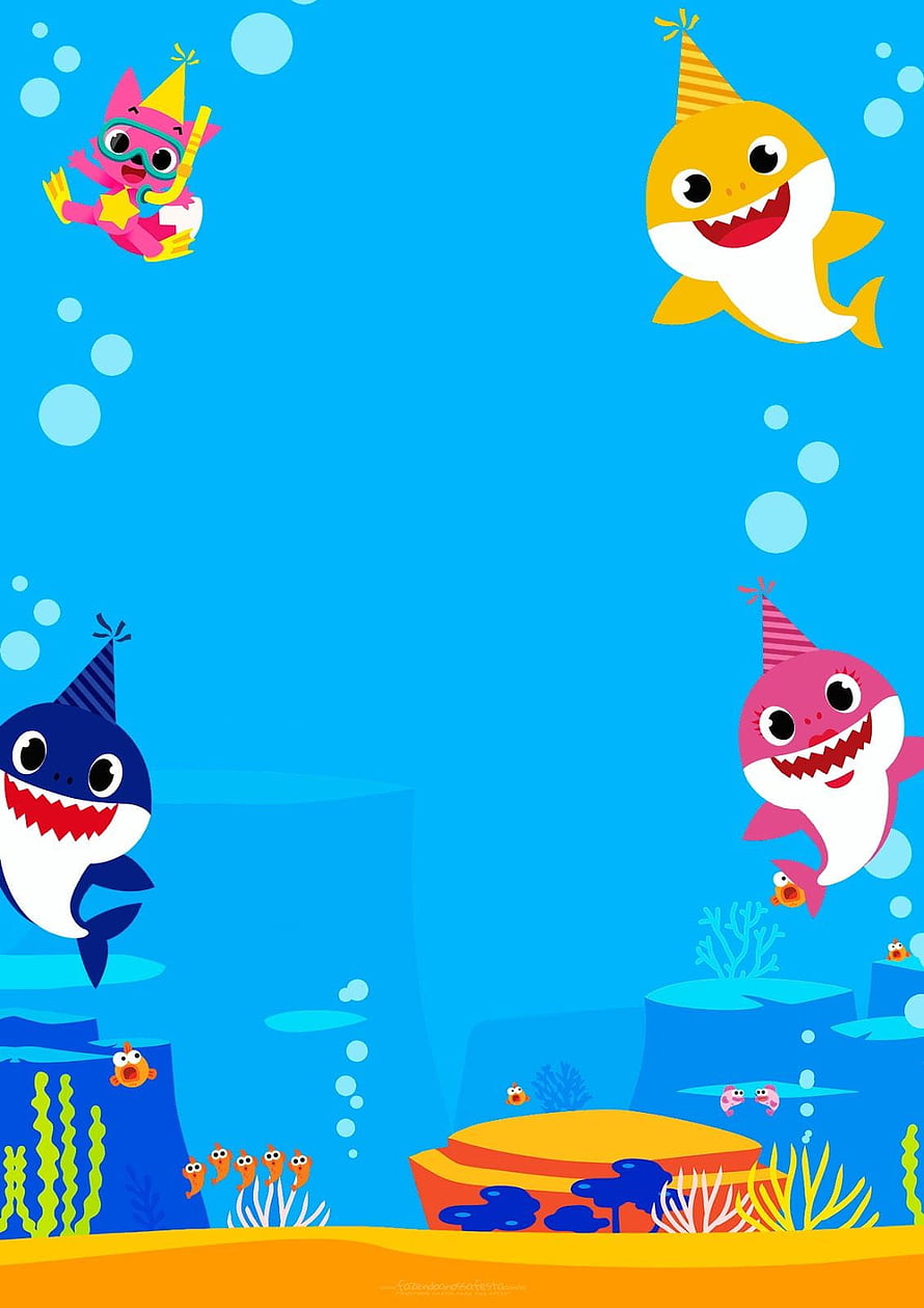 Baby Shark Family Birthday Party Underwater Celebration Cartoon Wallpaper HD phone wallpaper