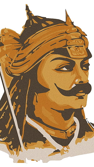 Maharana Pratap Portrait in Sepia Toned Illustration Style HD phone wallpaper