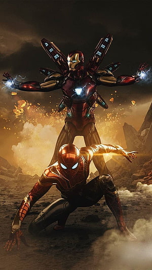Iron Man and Spider-Man in Iron Spider Suit Action Scene, Iron Spidey and Iron Man - . Iron man avengers, Marvel superheroes, Iron man, Spider Man End Game HD phone wallpaper