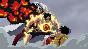 Portgas D. Ace Punches Monkey D. Luffy in One Piece Anime HD wallpaper