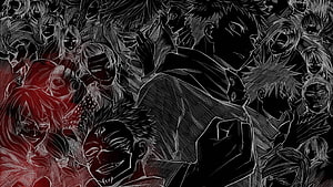 Jujutsu Kaisen Dark Anime Artwork Featuring Gojo Satoru and Sukuna in Black and Red HD wallpaper