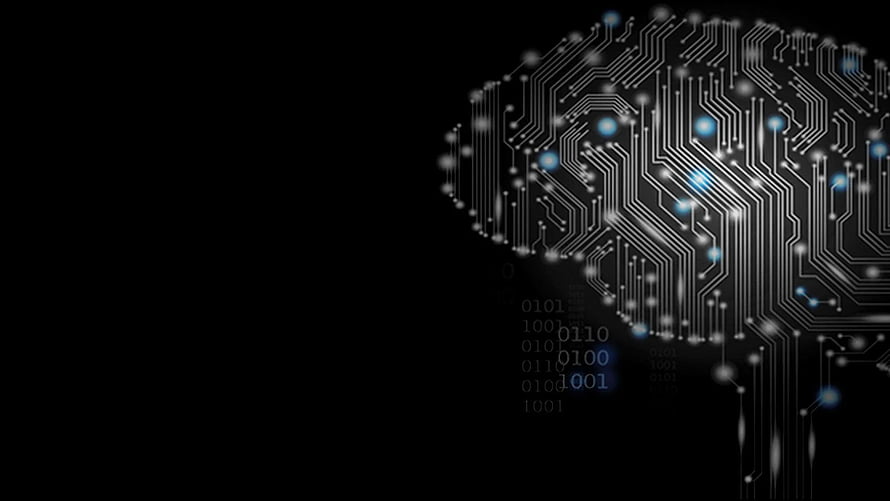 Artificial Intelligence Circuit Brain with Binary Code on Black Background HD wallpaper