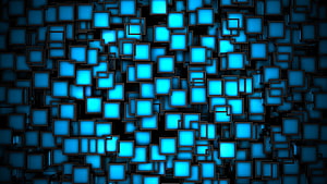 Glowing Blue Geometric Squares Abstract Digital Pattern HD wallpaper