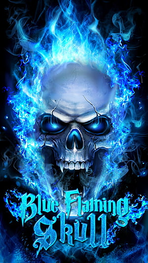 Mystical Blue Flaming Skull With Glowing Eyes And Ethereal Fire HD phone wallpaper