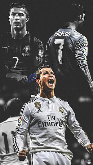 Cristiano Ronaldo Real Madrid and Portugal Soccer Player Celebration Collage Wallpaper HD phone wallpaper